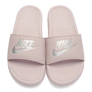 Nike SB Benassi JDI Particle Rose Silver Logo Slide Sandals Size 10